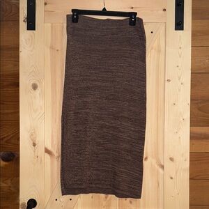 Free People Chocolate Brown Pencil Ribbed Midi  Skirt.